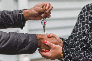 Realtor handing over keys